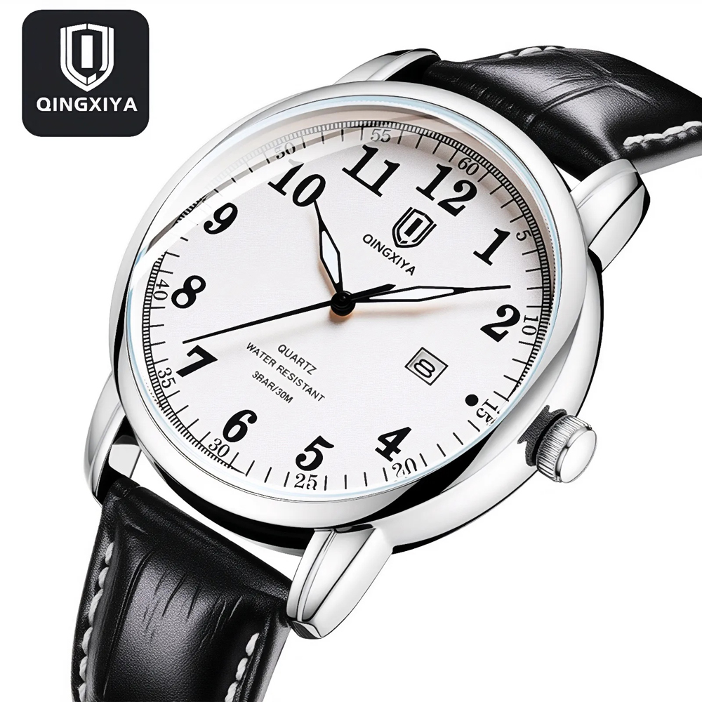 Leather Watch Band Men - QINGXIYA Business Mens Watches Top Brand