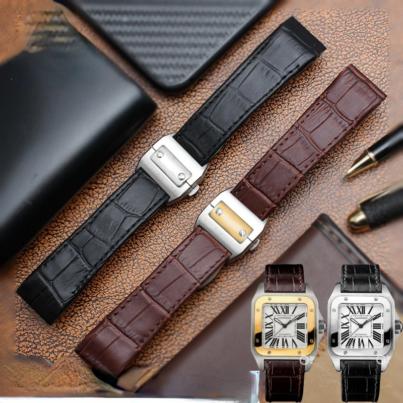 Chất Liệu Da Thật Cho Cartier  - đánh giá và giá Cartier Watch Santos